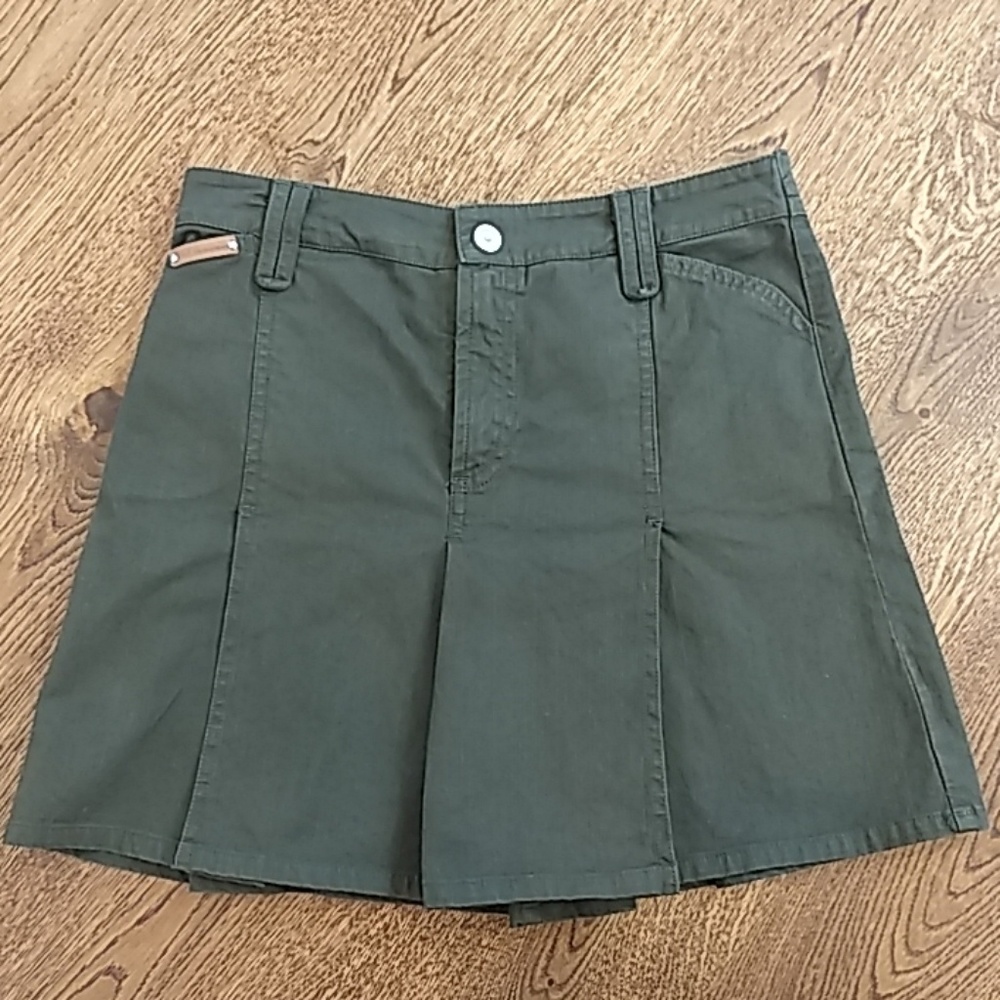 D&G Olive Green Pleated Denim Skirt